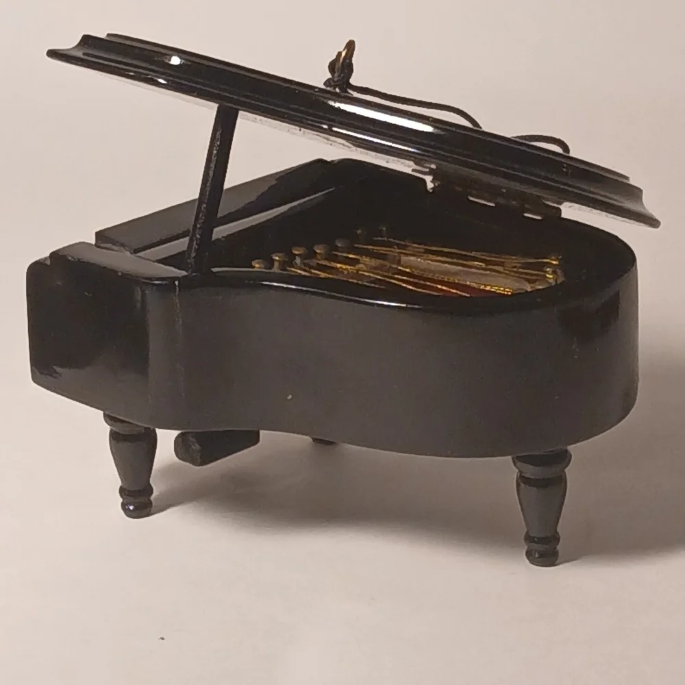 Vintage Wooden Black Realistic Grand Piano Xmas Ornaments